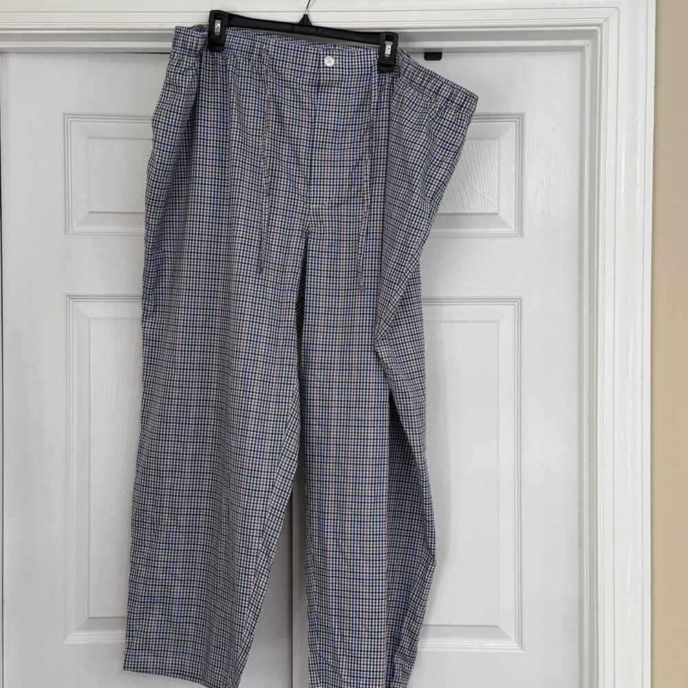 Hart Schaffner Marx Men 3XB Plaid Cotton Loungewear Pajama Pants Blue Brown NWT